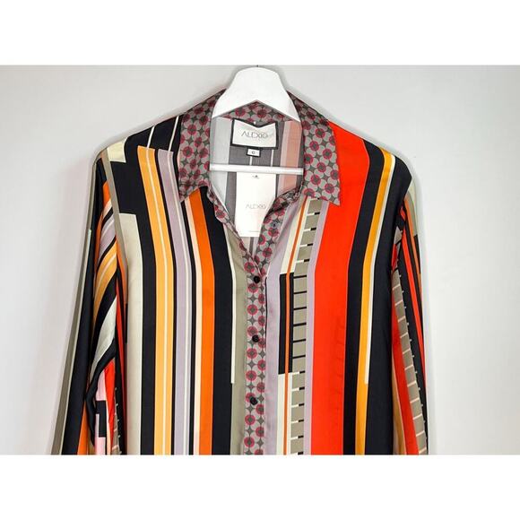 Alexis Payton Striped Long Sleeve Button-Up Shirt Dress Multi Women's Size S NWT - Picture 4 of 11